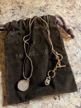 Michael Kors Gold-Tone Pavé Circle Pendant Necklace